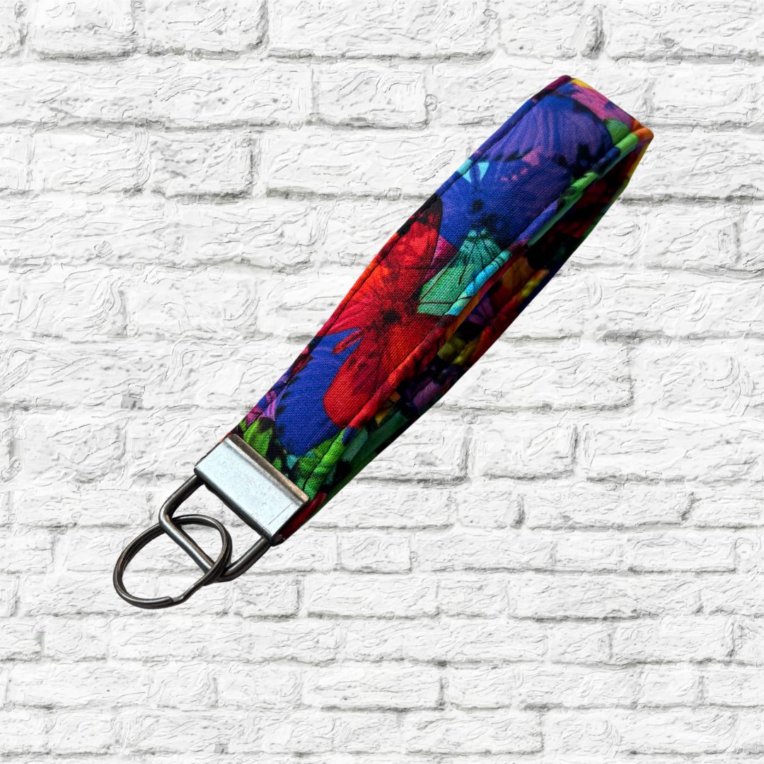 Bright Butterflies Wristlet Key Chain