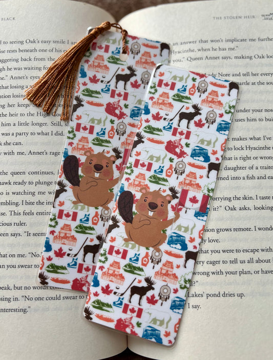 Beaver winter holiday bookmark