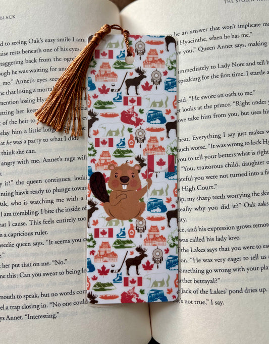 Beaver winter holiday bookmark